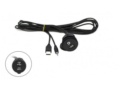 USB inbouwsocket - AUX in - 200 cm kabel