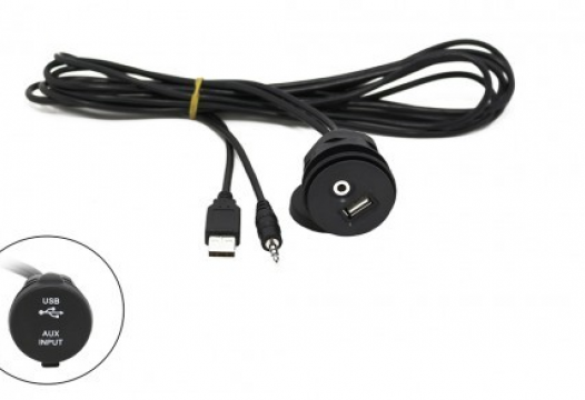 USB inbouwsocket - AUX in - 200 cm kabel