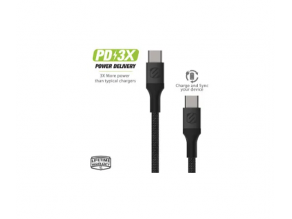 Datakabel usbC - usbC Scosche Braided 1.2m zwart