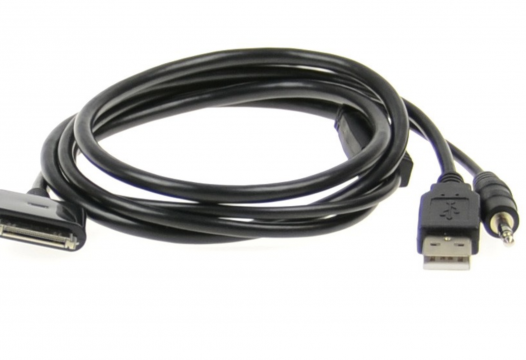 Aux adapter iPhone/iPad/iPod kabel 1 m USB en Jack male
