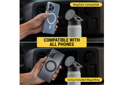 MagicMount Flask 32oz Stainless Steel Water Bottle (Black)