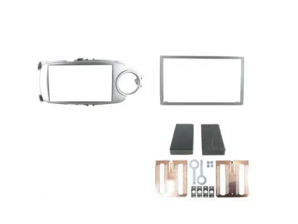 2-DIN frame Toyota Yaris 11-20 met rond, zilverkleurig