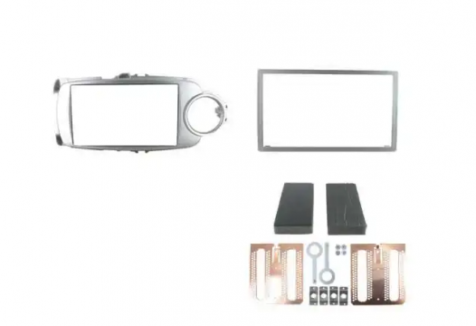 2-DIN frame Toyota Yaris 11-20 met rond, zilverkleurig