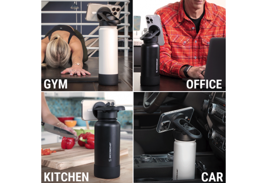 MagicMount Flask 32oz Stainless Steel Water Bottle (Black)