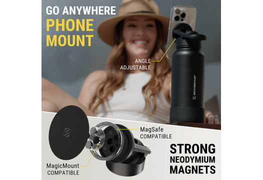 MagicMount Flask 32oz Stainless Steel Water Bottle (Black)